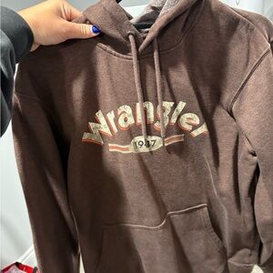 Wrangler Brown Graphic Hoodie with Cream and Red Logo